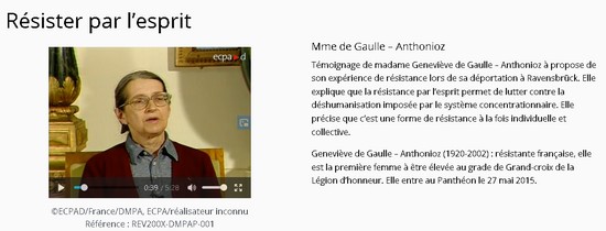 Témoignage de Mme De Gaulle Anthonioz